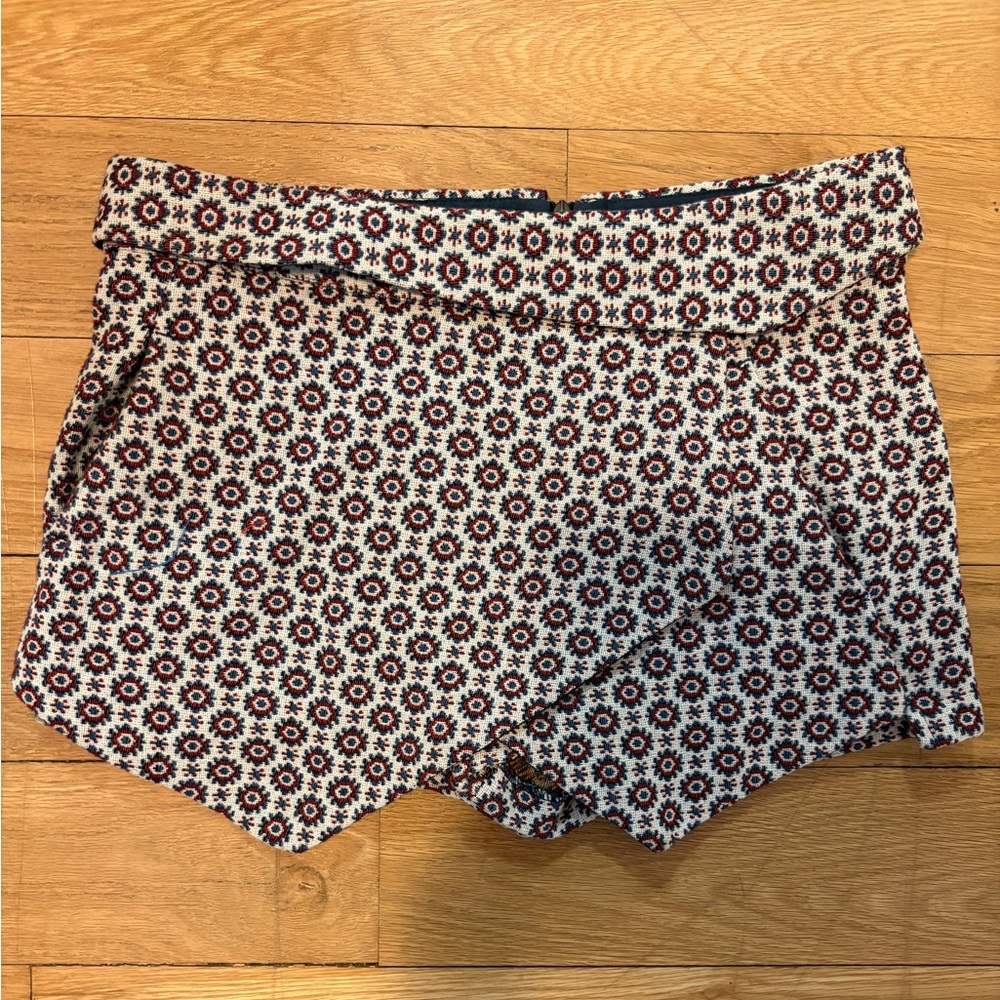 Zara Red and Blue Patterned Skort